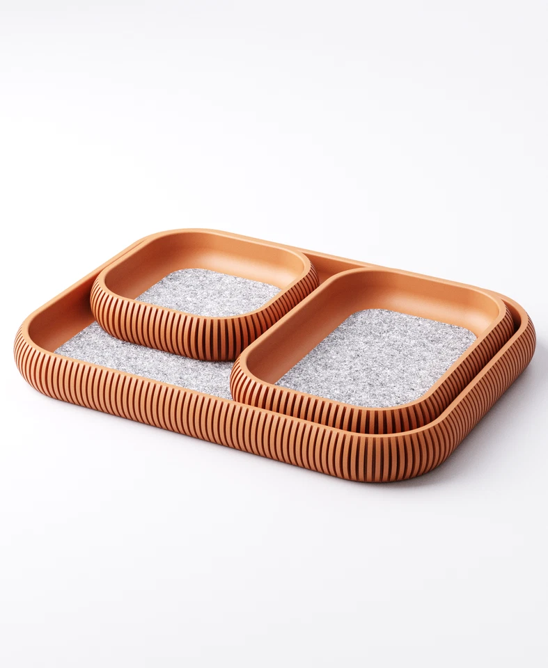 Studio Loup Catchall Tray Set Type 2 Modern Organizer Key Valet Orange Blue Felt - Image 4 of 4