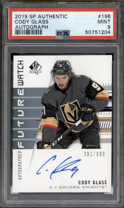 2019 SP Authentic Autograph #196 Cody Glass RC Auto /999 PSA 9