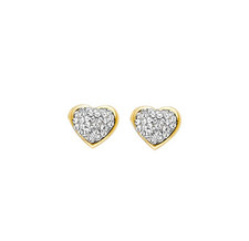NEW 14K YELLOW GOLD HEART BUTTON EARRINGS WITH SCREW BACK