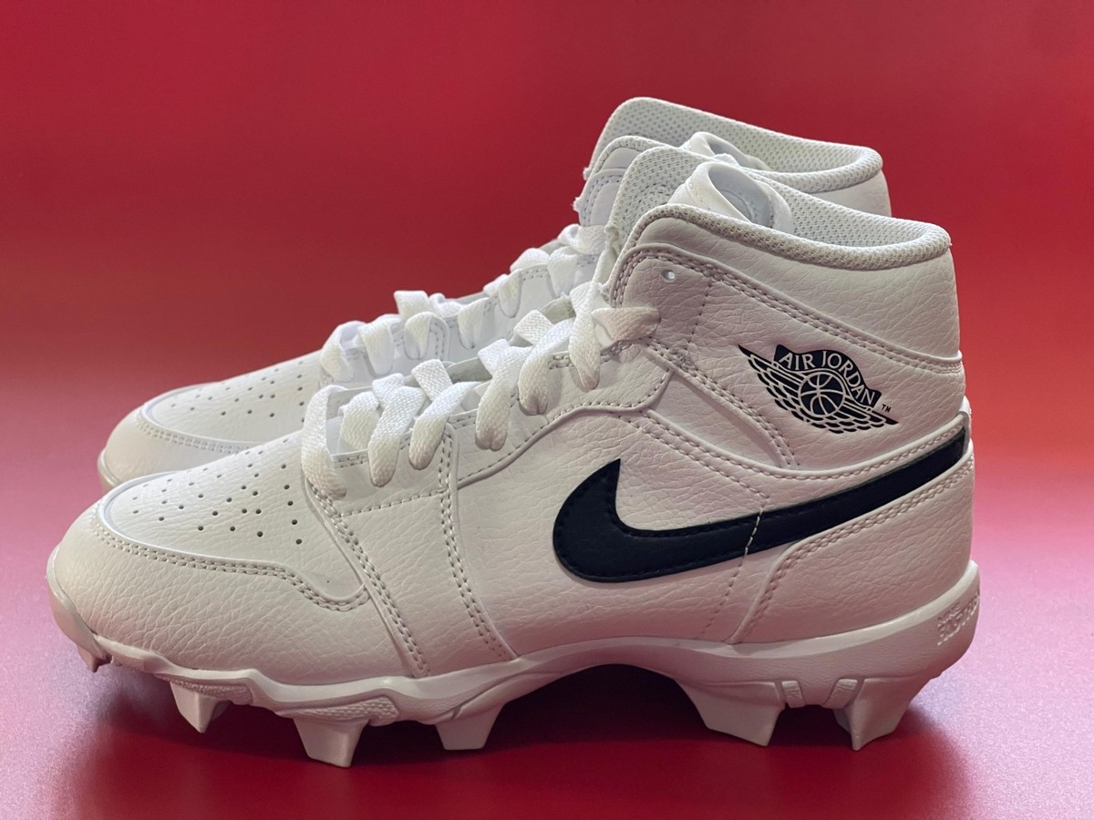 Jordan 1 Mid Youth Multisport Cleat White HF6883-100 Baseball 4.5Y