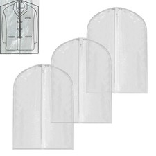 3 Garment Bag Travel Suit Dress Storage 40" Clear Cover Zipper Coat Suit Carrier