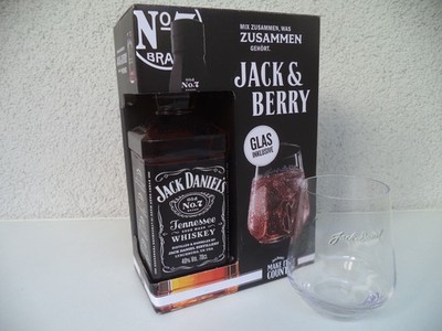 Jack Daniels Tennessee Whiskey 0,7 L 40% + Berry-Glas 08.2023 NEU+OVP Whisky