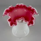 Fenton Vintage 6.5” Bouquet Vase, Pink & White, Peach Silver Crest Cottage decor