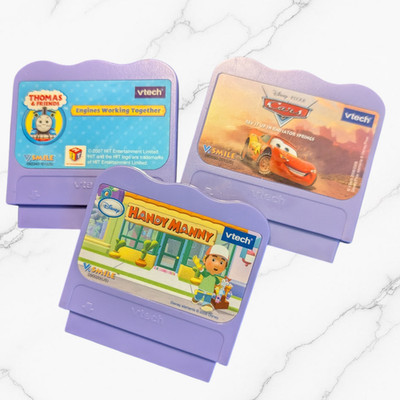 V-Tech Set of 3 V-Smile Game Cartridges Thomas the Train, Handy Manny, Cars