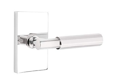Emtek Select Privacy, Rectangular Rosette, T-Bar Stem, Faceted Handle US26 RH