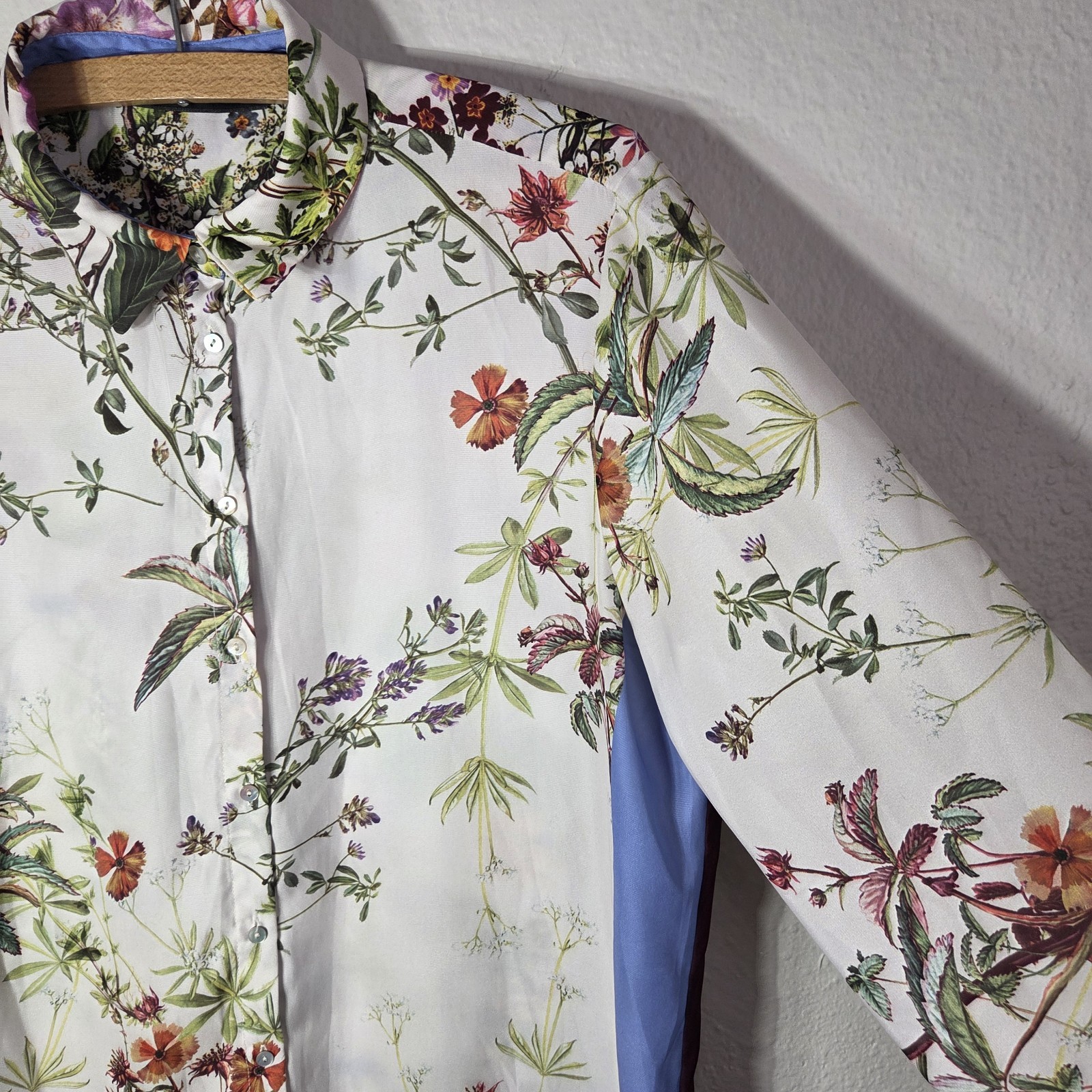 ZARA Basic White Floral Button Front Blouse Top S… - image 8