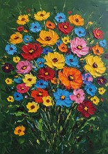 Colorful Flowers Painting Wall Art Print 12x18 Printed On Canvas