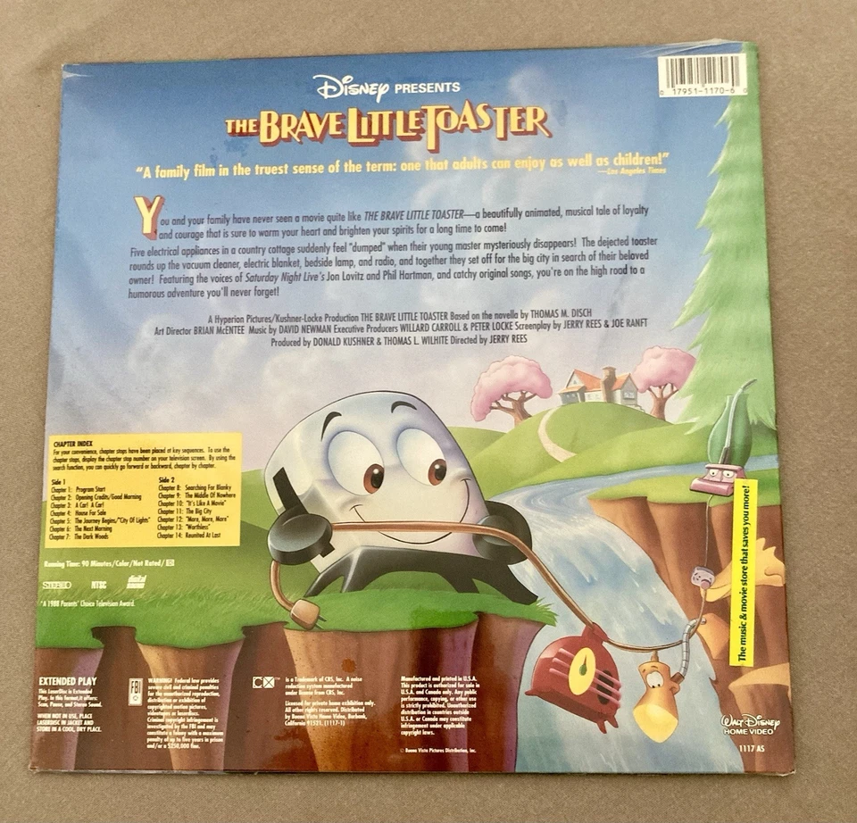Disney The Brave Little Toaster LaserDisc Animated Movie Rare 1117AS Sealed New - Image 2 of 3