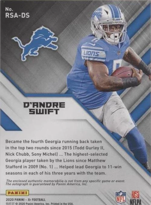 2020 Panini XR D'Andre Swift #RSA-DS