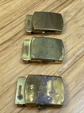 Vintage Lot Of 3 Military Gold Tone Belt Buckles KG JD