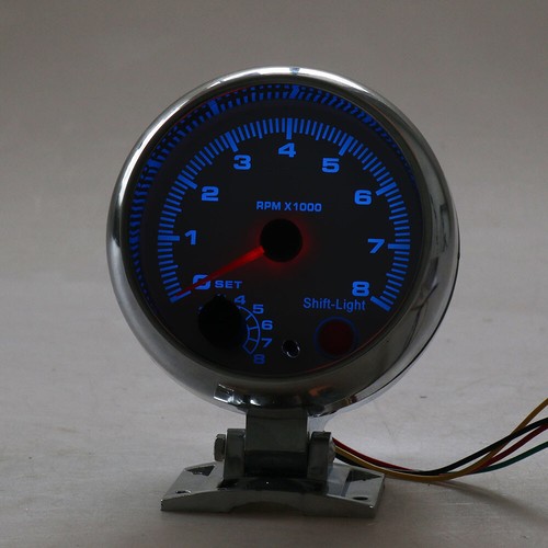 Tachometer 3.75'' 0-8000 Rpm Gauge With Shift light Chrome Tachometer Car Meter - Picture 7 of 7