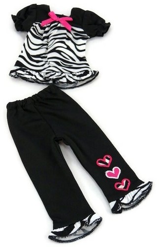 Zebra Print & Heart Pant Set for Wellie Wishers 14 1/2 inch Doll Clothes Girl - Picture 3 of 3
