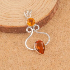 Handmade 925 Sterling Silver Jewelry Pendant Citrine Gemstone Pendant For Gift