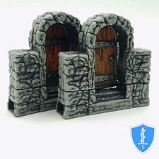 Stone Exterior Single Door x2 - WizKids WarLock Tiles D&D Dungeon 1" Tall