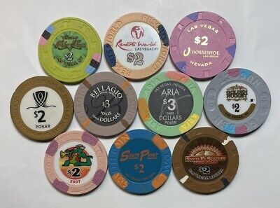 10 Chip collection of $2 and $3 Las Vegas Nevada Casino