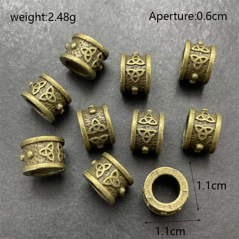 50 cuentas europeas antiguas de bronce de aleación tibetana de metal columna agujero grande 11 mm Foto 3 de 3