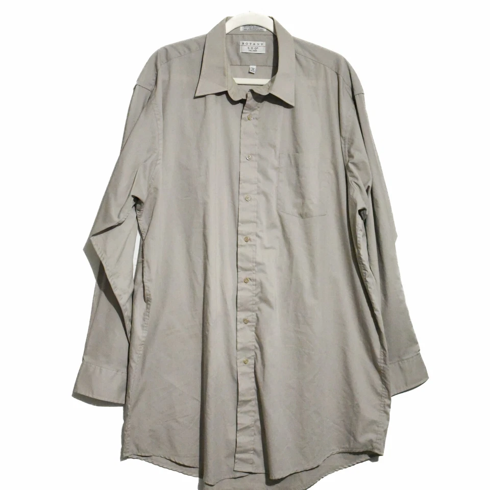 Botany 500 Mens Gray Cotton Dress Shirt Button Up Solid Collared Long Sleeve 18T - Изображение 2 из 4