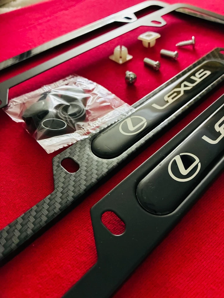 Lexus Carbon Fiber Look License Plate Frame with Hardware - Image 2 of 4