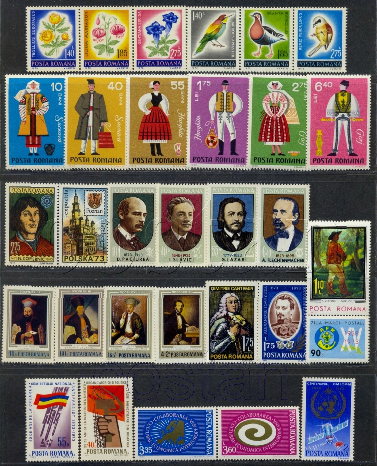 1973 Romania,Rumänien,Roumanie,Rumania,Complete Year set=57 stamps+6 s ...