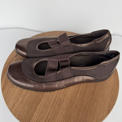 Munro Bronze Brown Leather Ballet Slip-On Comfort Support Shoes 7.5N Narrow