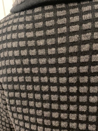 JONES NEW YORK Women's L 100% Merino Wool Sweater Jacket Black Grey Waffle Knit - Picture 5 of 10