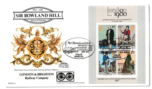 24/10/1979 UK GB FDC - Rowland Hill - London & Brighton Railway Company - Bright