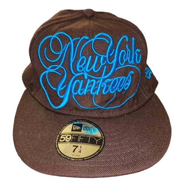 New York Yankees New Era 5950 Script Writing Fitted Hat Size