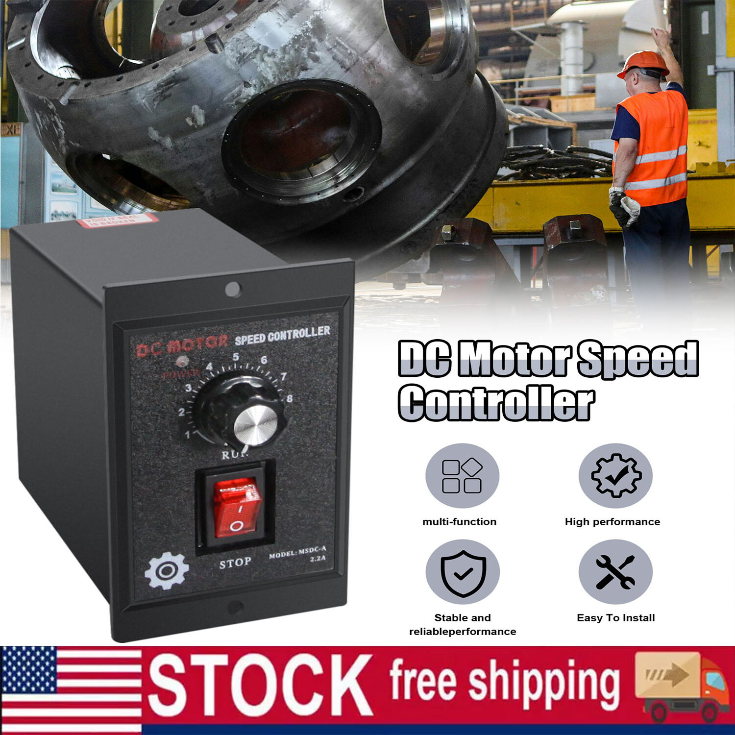 500W DC Motor Speed Controller AC 110V to DC 90V Forward Reversible Regulator US