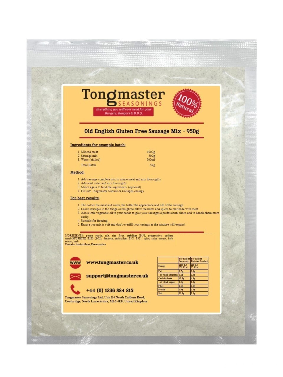 Old English Gluten Free Sausage Mix - 1kg