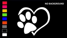 PAW PRINT IN HEART, PET, DOG, CAT Decal Stickers for Cars, Window, Laptop, Wall