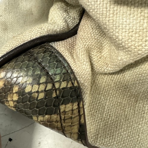 Rafe Bags Rafe New York “Roopal” Snake Print Linen Tan Brown Satchel *SEE PICS - Picture 4 of 15