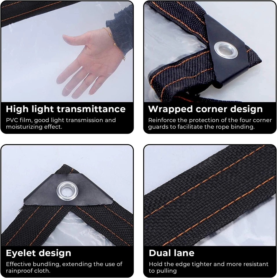 TELO TELONE TRASPARENTE IN POLIETILENE OCCHIELLATO CON RINFORZO PVC IMPERMEABILE - Immagine 2 di 4