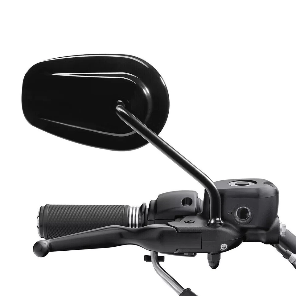 Espejos retrovisores laterales negros para Harley-Davidson Softail Fat Boy Dyna Tour Glide Foto 3 de 4