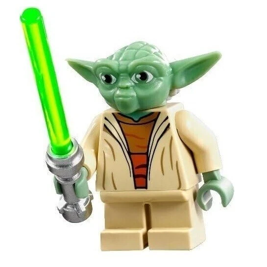 LEGO Star Wars Yoda Clone Wars Minifigura Trasera Estampada Pelo Blanco sw0446 75002