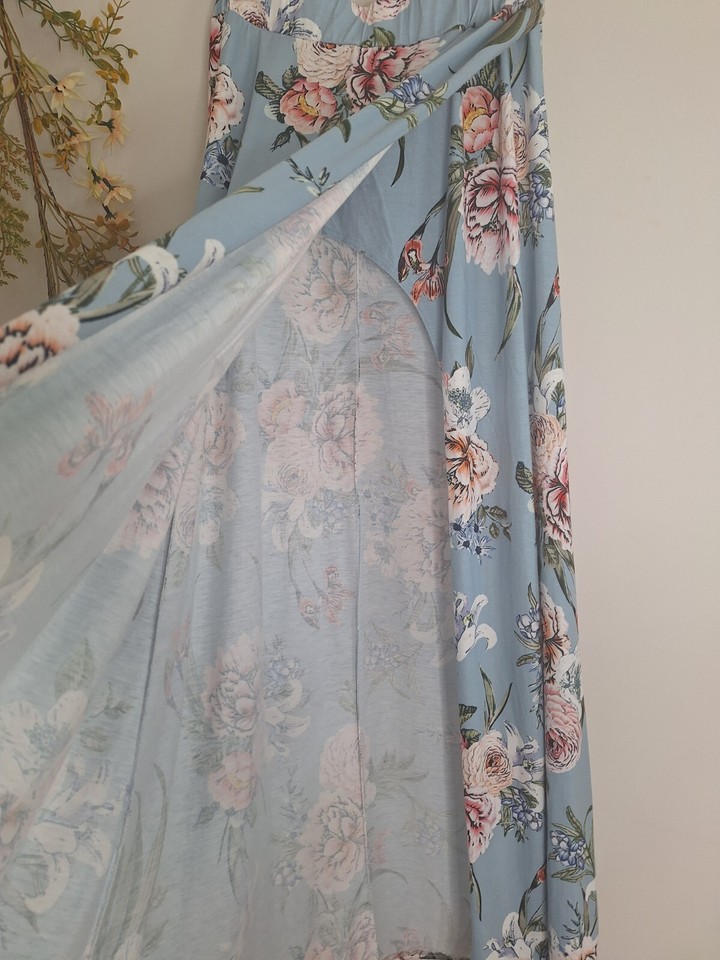 STUNNING! NEW PINK BOUTIQUE BLUE MIX FLORAL WRAP MAXI SKIRT 12 eBay