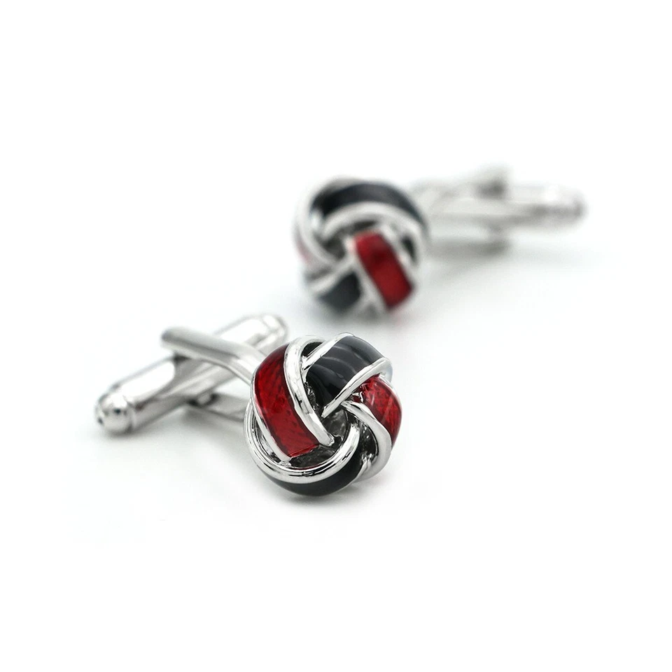Mens Cufflinks Red Vintage Cuff Buttons Cross Shape Knotted Formal Wedding Wear - Image 2 of 4