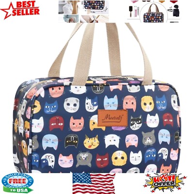 Stylish Large Makeup Bag with Cute Cat Design - Perfect for Travel Essentials