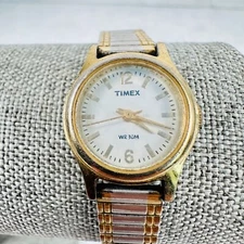 Timex Watch Womens 19mm Round Two Tone Expansion Water Resist Quartz New Battery