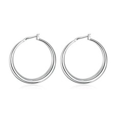 925 Silver Round Fashion Exaggerate Hoop Earrings for Women Wedding Jewelry