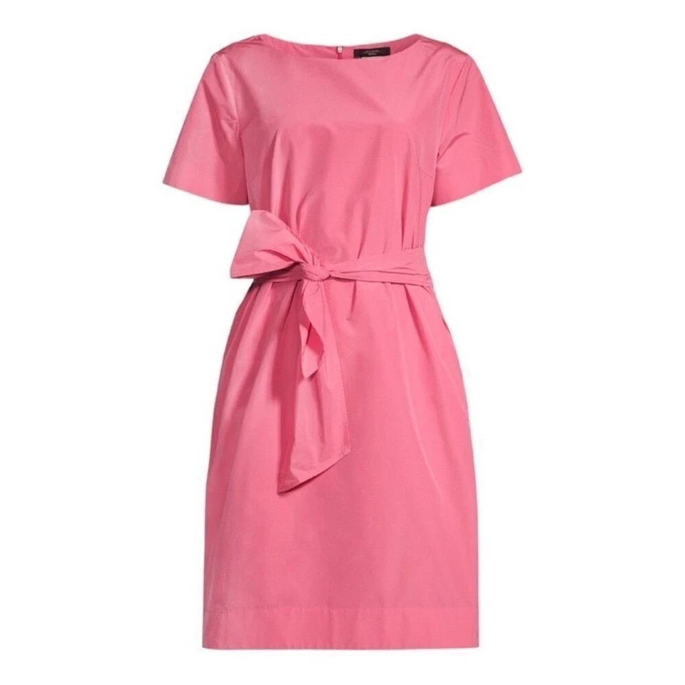Weekend Max Mara Nicola Shift Dress Size 4 Pink Belted Classic Pockets - Image 2 of 4