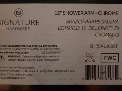 Signature Hardware 12" Modern Square Wall Mounted Shower Arm & Flange - Chrome - Picture 2 of 2