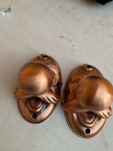 Set 2 Of Antique Brass Door Knob, Old Grandpa With Glasses, Very Unique - Picture 18 of 19