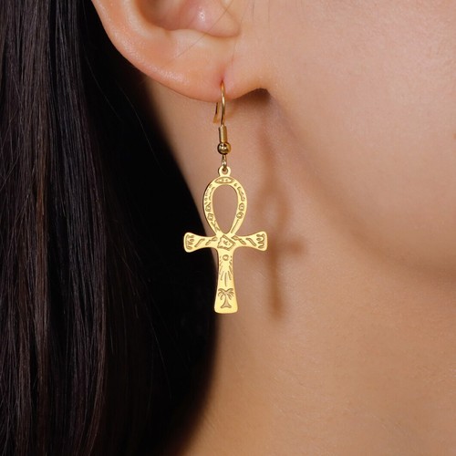Ägypten Ankh Kreuz Ohrhänger Edelstahl Ohrhänger Amulett heiß - Bild 3 von 17