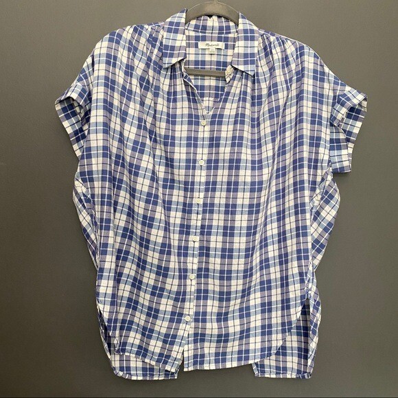 Madewell Central Plaid Split Back Button Front Top - image 6