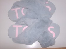Women's TOMS Light Gray Faux Fur Susie Slip On Slides Sandals Slippers Sz 7