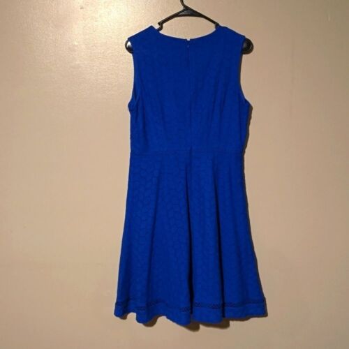 Calvin Klein Illusion-Trim Fit & Flare Blue 100% Cotton MiniDress Womens Siz 10 - Picture 4 of 4