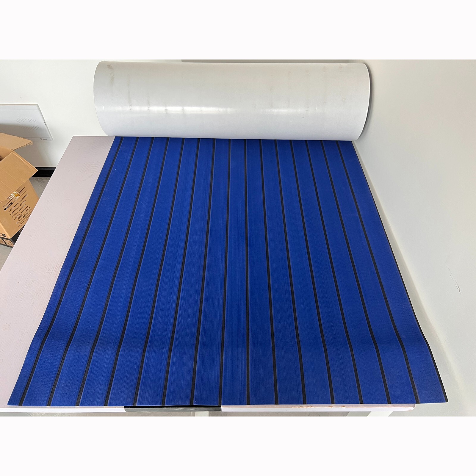 EVA Foam Boat Flooring Dark Blue Carpet Marine Decking Sheet , Backing