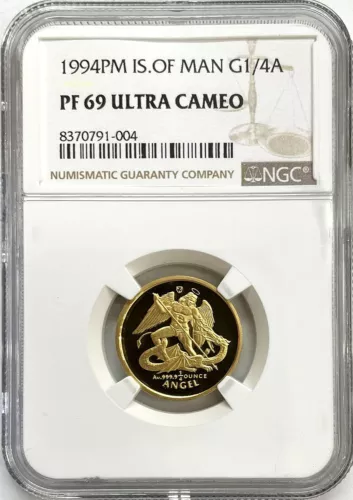  1994 GOLD ISLE OF MAN 1/4 OZ ANGEL COIN NGC PROOF 69 ULTRA CAMEO