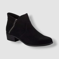 Sun + Stone Women's Black Mirco Adelinee Double Zip Ankle Booties Shoe Size 10