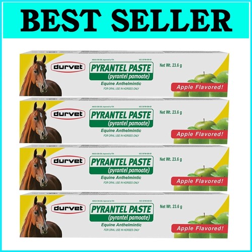 Pyrantel Paste Wormer 23.6g - 4 Pack Apple Flavor Deworming Solution for Horses